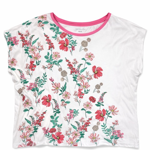 Tommy Hilfiger Floral Tee - White and Pink Women’s Plus Size 3X - Picture 10 of 10